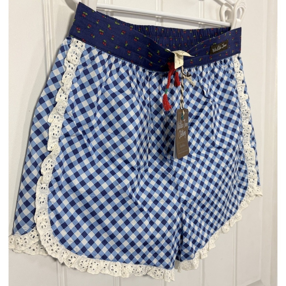 Matilda Jane  Brilliant Daydream Pick up Game Blue Check Shorts Size 10 Girls